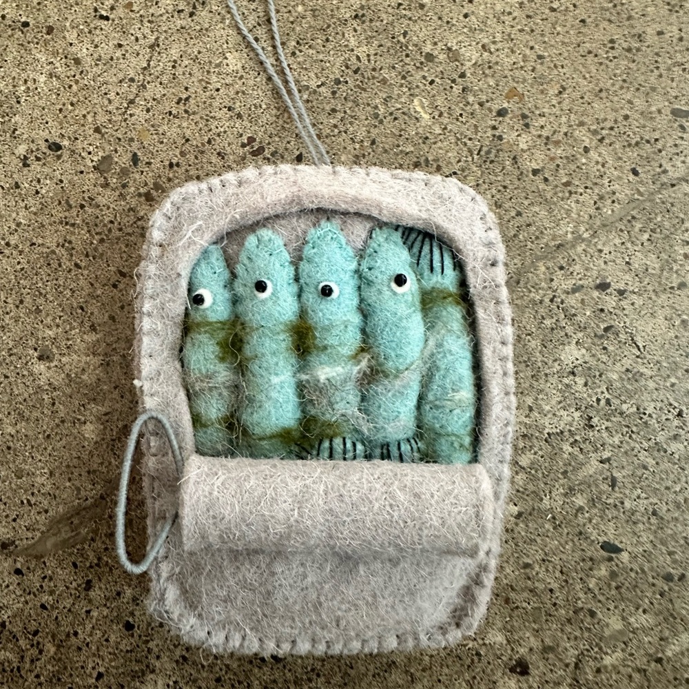 Handmade sardine ornament